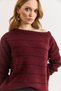 Women's Burgundy Boat Neck Striped Knitwear Sweater Kzk-19001140 - 6