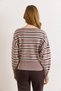 Women's Mink Striped Soft Textured Boat Neck Knitwear Blouse Blz-19003204 - 6