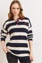 Women's Navy Blue Collar Detailed Heart Embroidered Polo Collar Knitwear Sweater Kzk-19001150 - 5