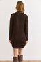 Women's Brown Scarf Detailed Polo Collar Mini Knitwear Dress Elb-19002587 - 3