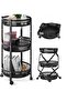 3 Tier Foldable Utility Rolling Cart with 360° Lockable Wheels