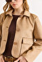 Women's Camel Pocket Detailed Unlined Suede Jacket Ckt-19000508 - 6