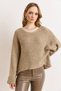 Women's Mink Boat Neck Cuff Detailed Batwing Knitwear Sweater Kzk-19001133 - 3