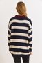 Women's Navy Blue Collar Detailed Heart Embroidered Polo Collar Knitwear Sweater Kzk-19001150 - 3