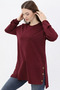Women's Burgundy Buttoned Tunic - 3