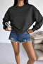 Antrasit Gri 2 İplik Oversize Basic Sweatshirt - 4