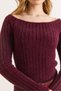 Women's Burgundy Carmen Collar Soft Textured Beard Knitwear Sweater Kzk-19001149 - 5
