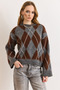 Women's Gray Baklava Pattern Fleece-Lined Knitwear Sweater Kzk-19001138 - 2