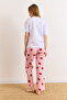 Women's Strawberry White Pink 100% Cotton Short Sleeve Set Pjm-00000026 - 3