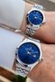 Navy Blue Cordon Silver Color Lover Couple Wristwatch - 2