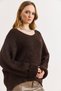Women's Brown Boat Neck Cuff Detailed Batwing Knitwear Sweater Kzk-19001133 - 5