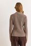 Women's Mink Polo Collar Sweater with Snap Detail and Soft Texture Kzk-19001136 - 2