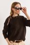 Women's Brown Leopard Scarf Detailed Soft Textured Knitwear Sweater Kzk-19001134 - 2
