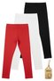 Set of Three Red White Black Summer Cotton Flexible Comfortable Girls' Stretch Fabric Long Leggings