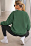 Women's Crew Neck Basic Oversized Sweatshirt Green - 5