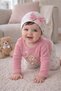 Heart Bow Teddy Bear Baby Girl Transitional Pink 3-Piece Set Body-Pants-Beanie - 3