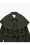 Regular Fit Long Sleeve Pocketed Detachable Cape Belted Long Cashmere Coat - 5