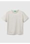 Boy's Light Gray Melange Graphic Printed T-Shirt