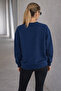 Women's Crew Neck Basic Oversized Sweatshirt Dark Blue - 5