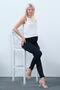 Maternity Adjustable Waist High Waist Mom Fit Fabric Pants Dark Blue