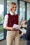 Women's Crew Neck Sleeveless Plain Pattern Knitwear Crop Vest Medium Thickness Unlined Regular Fit - 3