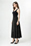 Women's Black Velvet Front Zipper Long Mevlana Skirt - 7