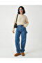 Blue Baggy Jeans with Belt and Epaulet Buckle