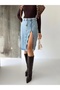 Front Zipper Detail Denim Skirt - 5