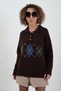 Brown Polo Collar Baklava Pattern Sweater - 6