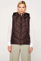 Women's Large Size Hooded Sleeveless Regular Fit Woven Vest Plain Pattern Medium Thickness Winter Top - 5