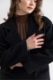 Women's Buttoned Cashmere Coat with Pockets - 2
