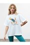 Women's Aesthetic Striped Energy Themed White T-Shirt