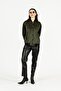 Leather Sleeves Velvet Textured Snap Fastener Women's Bomber Coat - 6