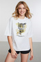 Women's White T-Shirt with Gold Leopard Illustration