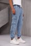 Mandasser Slim Fit Stretch Fabric Denim Cargo Pants with Elastic Cuffs and Waist