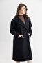 Women's Buttoned Cashmere Coat with Pockets - 5