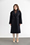 Women's Buttoned Cashmere Coat with Pockets - 6