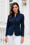 Women's Navy Blue Long Sleeve Viscose Jacket with Pockets - 6