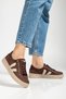 Women's Casual Sports Shoes Brown Suede Tied Thin Sole - 2
