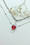 Ruby-Tone Heart & Sword Couple Necklace – Special Design Jewelry Symbolizing Love and Strength
