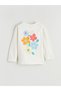 Ecru Flower Printed Girl's T-Shirt and Leggings - 4