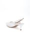 Women's Short Heeled Evening Dress Shoes White Sequined Mesh Open Heel - 5