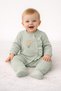 Organic Cotton Baby Romper – Long Sleeve Mint Green with Ruffle Snap Buttons – for Baby Girls & Boys