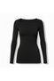 Black Boat Neck Blouse with Shoulder Detail - 5