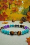 Natural Stone - Evil Eye Bracelet - Turquoise - Tiger Eye - Amethyst - Hematite - Unisex