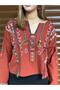 Tile Color Kervan Yolu Kilim Motif Boho Blouse - 7