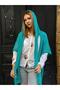 Turquoise Color Shawl Collar Mercerized Cardigan - 4
