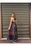 Navy Blue Color Floral Patterned Long Skirt Crop Set - 4
