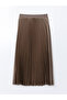 Lcw Elastic Waist Satin Women's Pleated Skirt - 6