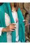 Turquoise Color Shawl Collar Mercerized Cardigan - 8